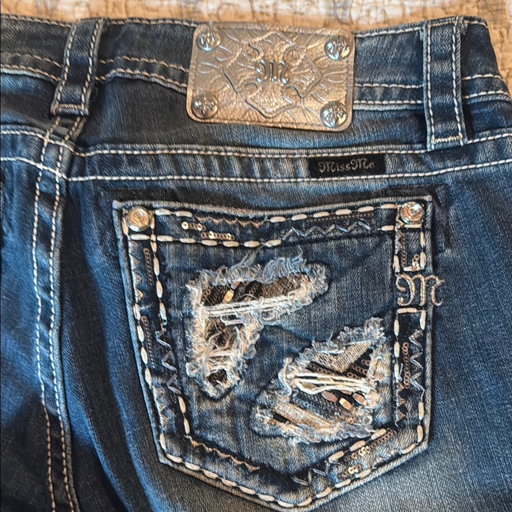 Miss Me Blue Embroidered Jeans with Decorative Stitching